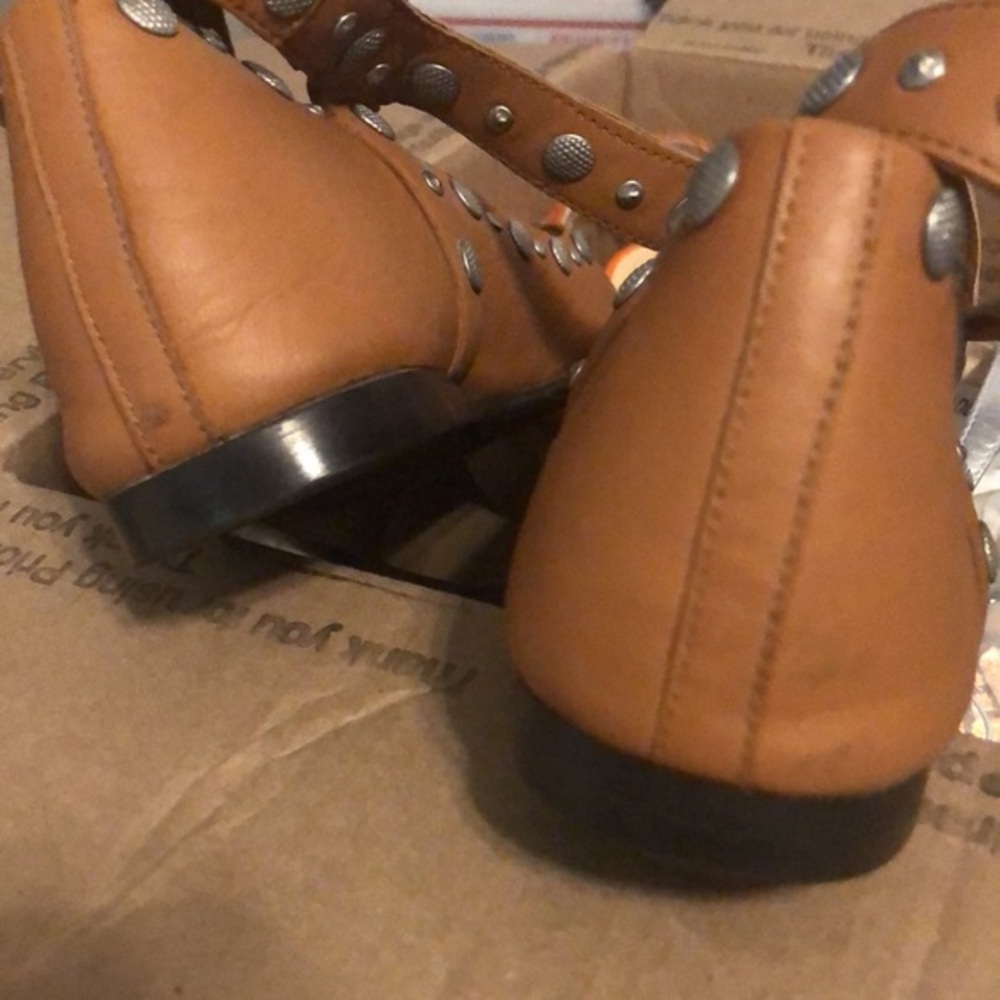 Free People brown tan caramel Mystic Mary Jane Double-Strap Flats size 9.5 new - Picture 6 of 7